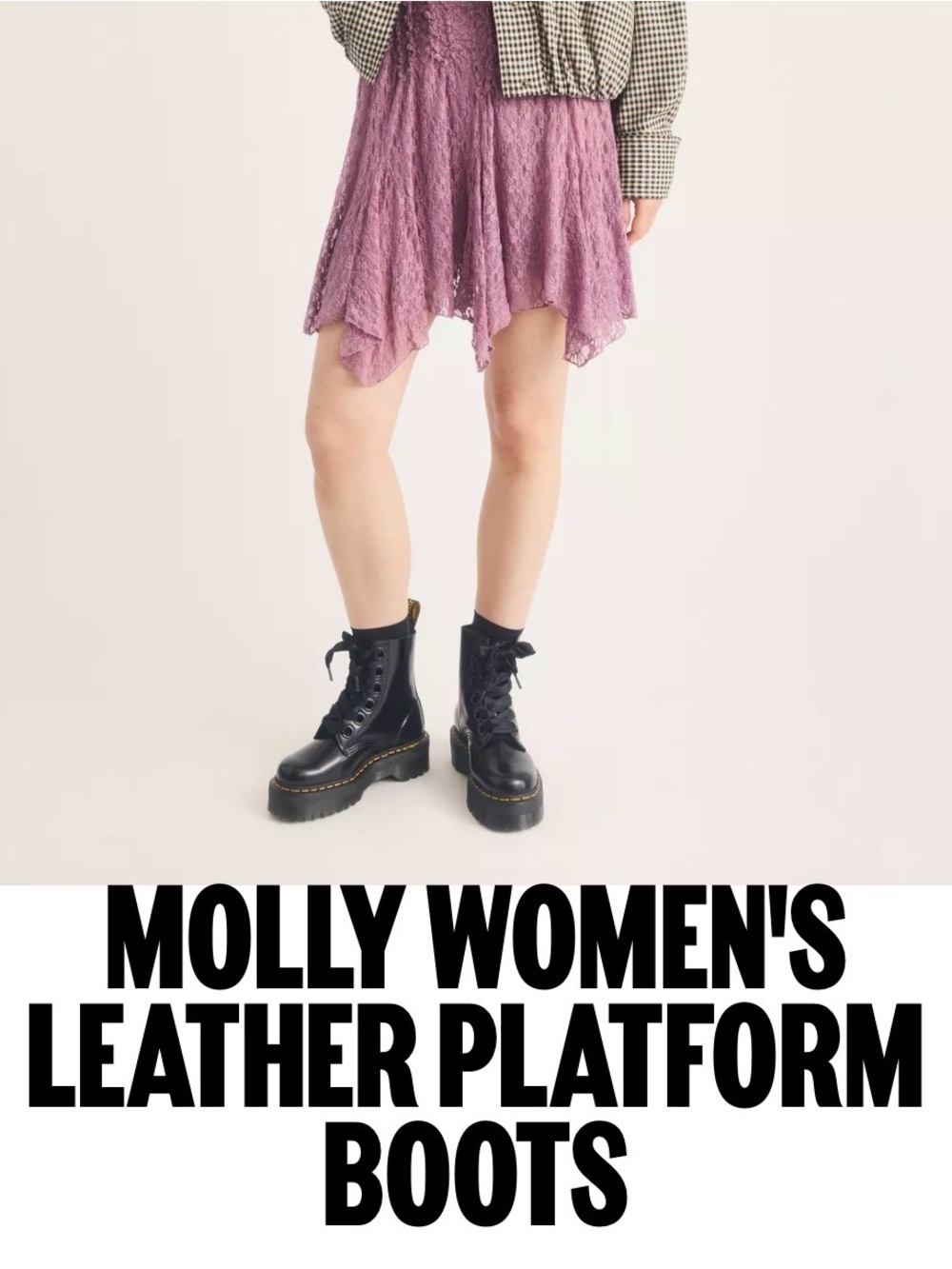 Dr. Martens MOLLY LEATHER PLATFORM BOOTS IN BLACK BUTTERO